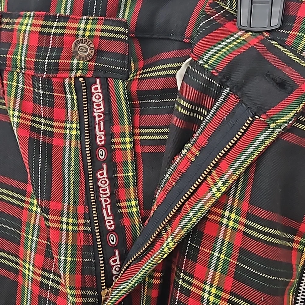 Y2K Vtg Bondage Pants Plaid DOGPILE 90s Rare Gwen Stefani unisex Straps - Picture 9 of 14